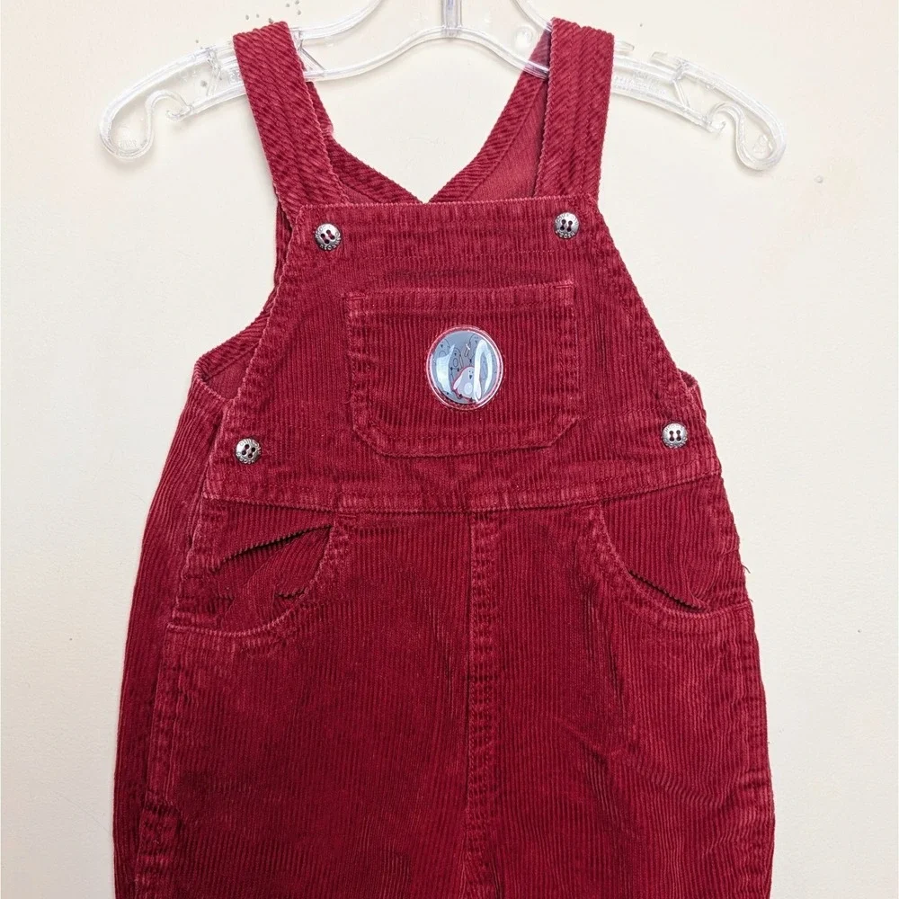 Vintage Osh Kosh Baby Bgosh‎ Corduroy Penguin Overalls Y2K Red Size 3-6 Months